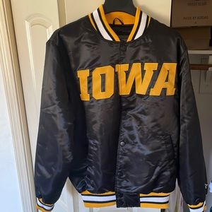 Iowa Hawkeyes satin starter jacket. Size medium